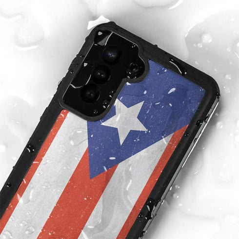 Puerto Rico Flag Distressed Galaxy S24 Plus Waterproof Case